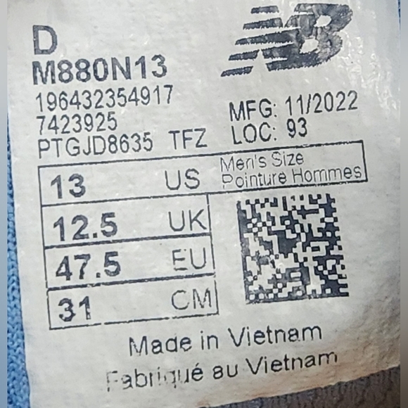 New Balance Fresh Foam X 880 v13 Size 13 Mens Blue Running Shoes - Picture 9 of 9